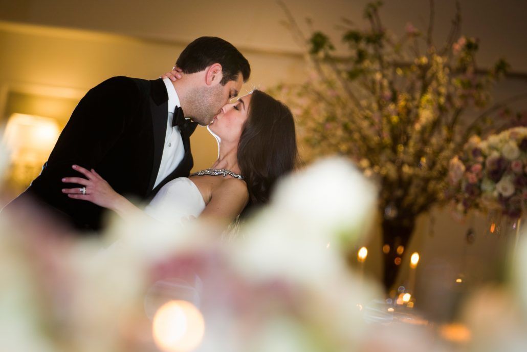 Danielle & Noah Wedding - Cold Spring Country Club NY - Bride & Groom Kiss - Photography by Brett Matthews