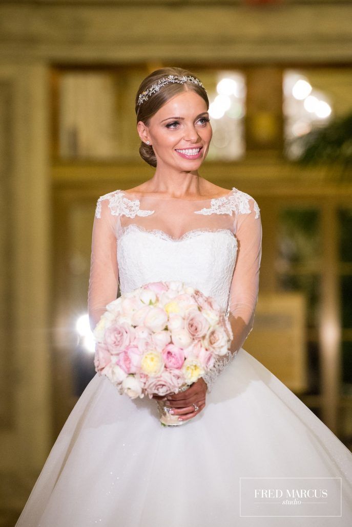 Marianna & Jason - White and Blush Rose Bouquet - Plaza Hotel - by Fred Marcus Photography(82)