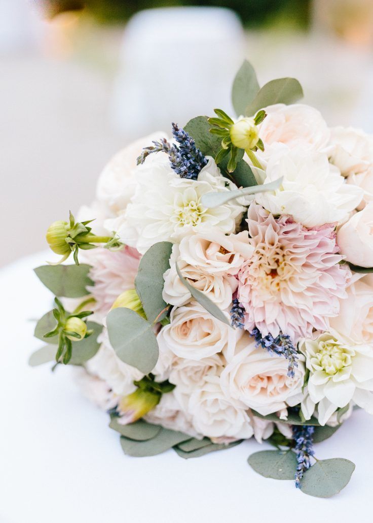 Cammie & Peter Wedding - OHara Garden Rose Cafe Au Lait Dahlia Spray Rose Sweet Pea Lavender Silver Dollar Euc Bouquet - Brooklyn Botanic Garden - by Nicki Sebastian Photography