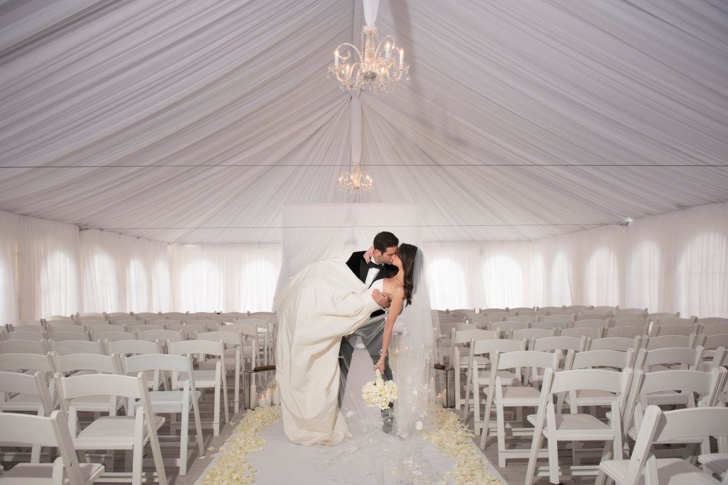 Danielle & Noah Wedding - Cold Spring Country Club NY - Draped Chuppah - Bride & Groom -Photography by Brett Matthews