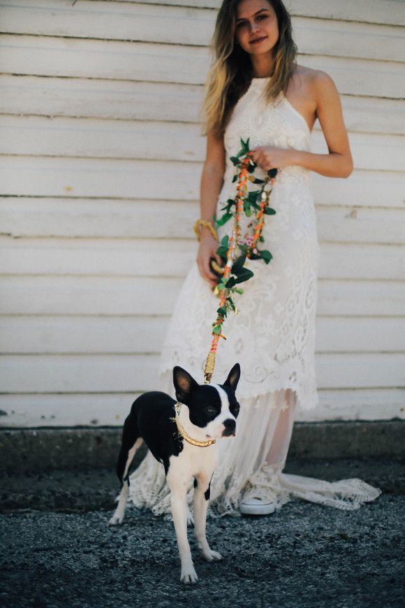 Wedding - Bride - Dog - Floral Leash - via blog.freepeople.com