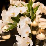 Jacqueline & Gary - Low Centerpiece - orchid lily - Trump Soho - Casey Fatchett Photography