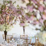 Jessica & Sean Wedding - High Centerpiece - Cherry Blossom Hygrangea Tibet Rose Mini Calla - Maritime Parc NJ - Photography By Daniel Moyer