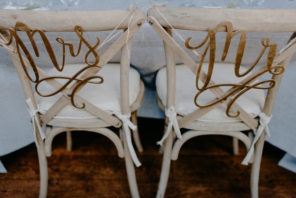 Stephanie & Mike Wedding - Bride and Groom Chairs - Reception - Blue Hill at Stone Barns - Photography by Golden Hour Studio