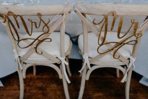 Stephanie & Mike Wedding - Bride and Groom Chairs - Reception - Blue Hill at Stone Barns - Photography by Golden Hour Studio