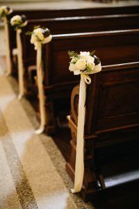 Courtney and Quinton Wedding - Pew Flower Accents - The Bowery Hotel - Photography by Chad Cruz