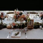 Stephanie & Mike Wedding - Rosemary Lavender Napkin Accent - Low Centerpiece _ Succulents Moss Rose - Blue Hill at Stone Barns - Photography by Golden Hour Studio