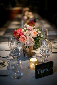 Lauren and Jordan Wedding - Low Centerpiece for Long Table - Blue Hill at Stone Barns NY - Photography by Craig Paulson