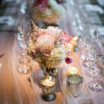 Lauren and Jordan Wedding - Low Centerpieces for Head Table - Blue Hill at Stone Barns NY - Photography by Craig Paulson