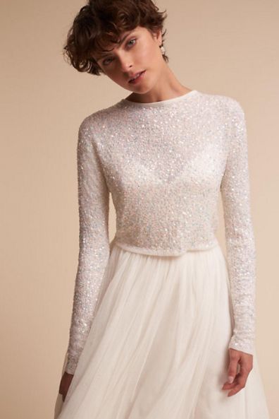 Bridal Sequined Sweater - via bhldn.com