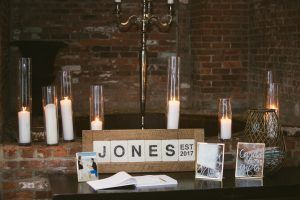 Christina & Derek Wedding - Welcome Sign Subway Tiles - The Foundry LIC - Kevin Markland Photography