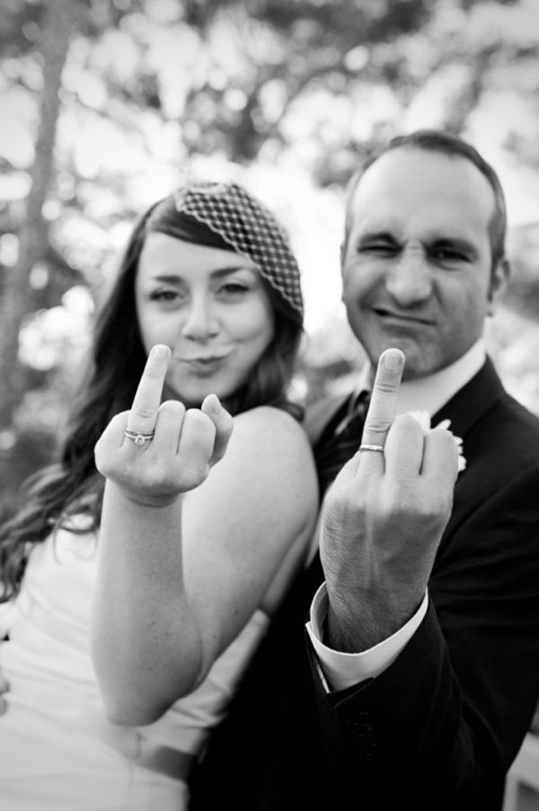 Giving the ring finger - via weddingpartyapp.com