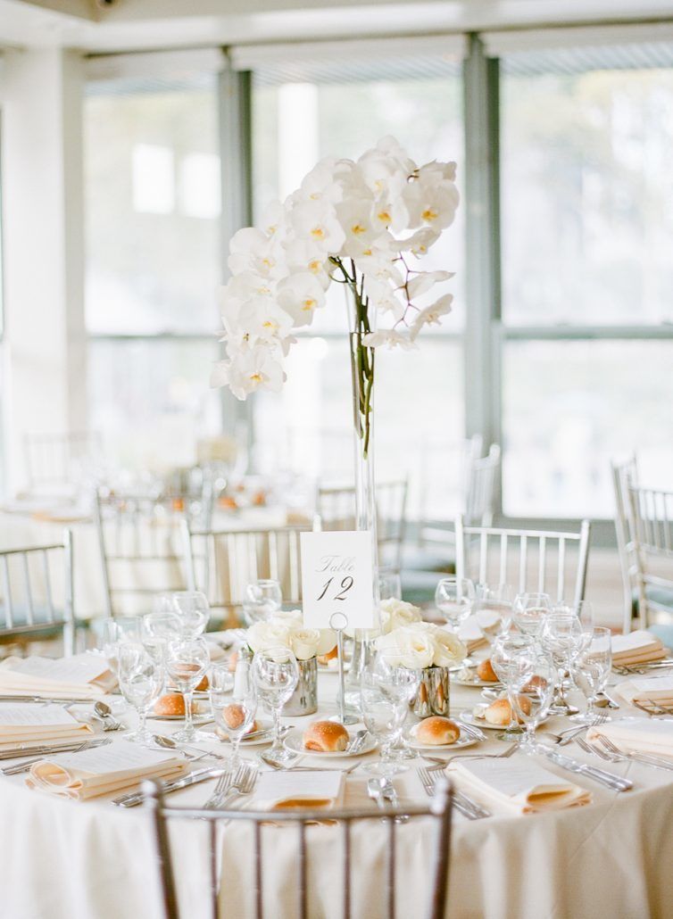 Jessica & Brian Wedding - High and Low Centerpiece - Battery Gardens NYC - by Rebecca Yale