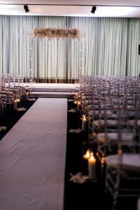 Stefanie & Jon Wedding - Lucite Chuppah with Hydrangea and Phalaenopsis Orchid - riverpark NYC - by Trent Bailey - 0412