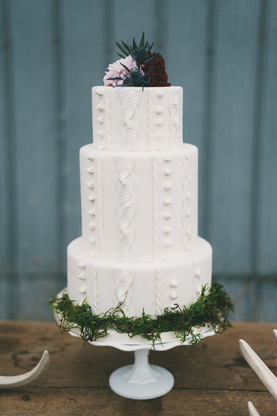 Fall White Wedding Cake - via obestdayever.com