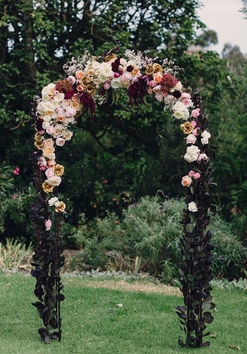 Burgundy Blush Wedding Arch - via happywedd.com