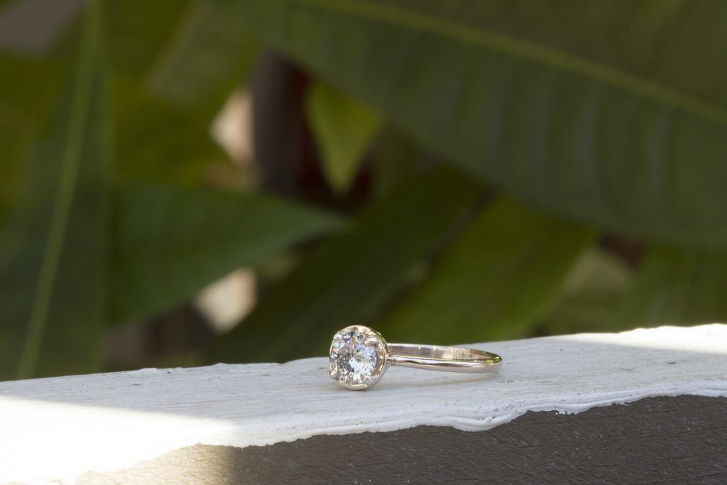 Cati Engagement Ring - platinum band with salt and pepper diamond - via fitzgeraldjewelry.com