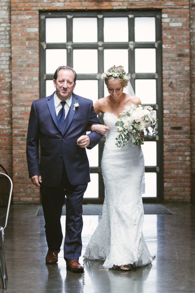 Christina & Derek Wedding - Bride and Father Walking Down Aisle - The Foundry LIC - Kevin Markland Photography