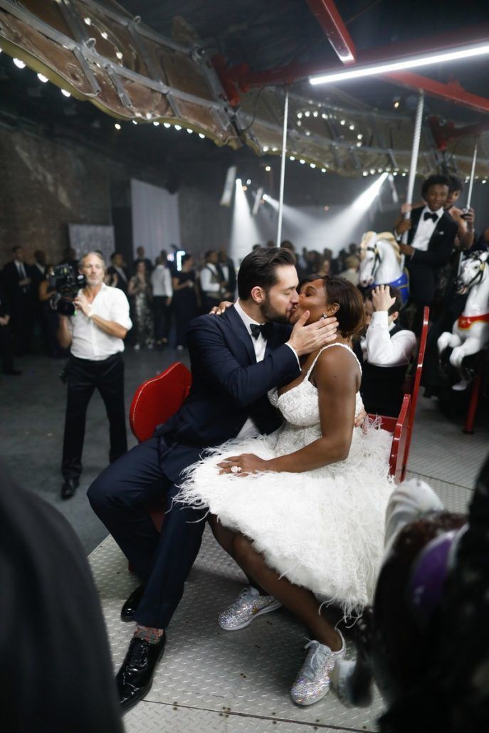 Serena Williams and Alexis Oharian - Wedding - Kiss - via brides.com