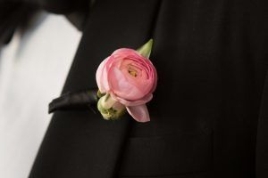 Sophia & Sam Wedding - Boutonniere Pink Ranunculus - Tribeca 360 NYC - by Shira Weinberger