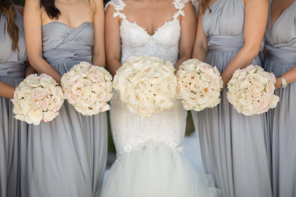 Sophia & Sam Wedding - Bridesmaids Bouquet Ranunculus Miyuki Majolica Rose - Tribeca 360 NYC - by Shira Weinberger