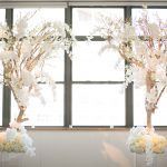 Sophia & Sam Wedding - Ceremony Trees Hydrangea Manzanita Dendrobium Phalaenopsis Orchid - Tribeca 360 NYC - by Shira Weinberger