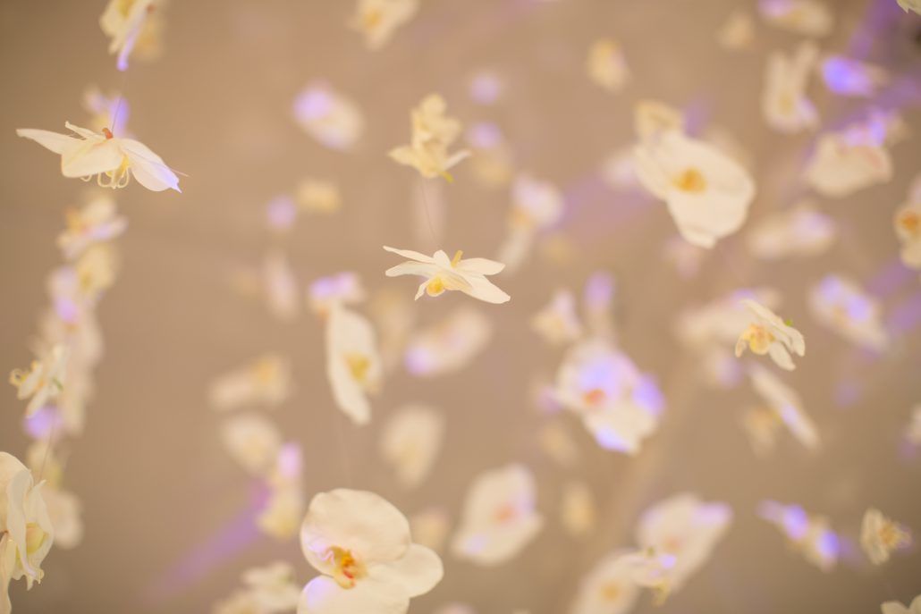 Sophia & Sam Wedding - Floral Chandelier with Phalaenopsis Orchid - Tribeca 360 NYC - Shira Weinberger Photography