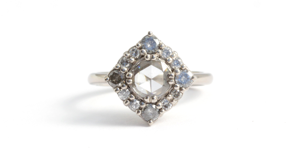 Cathedral Engagement Ring - diamonds mounted in 18k palladium - via fitzgeraldjewelry.com