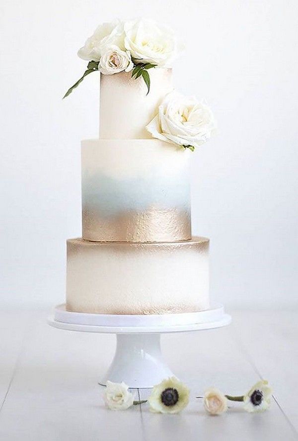 Simple Metallic Wedding Cake - via obestdayever.com