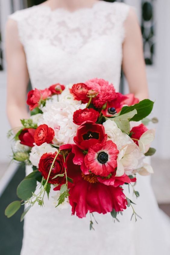 Bridal Bouquet - Red Anemone - via diyweddingmag.com