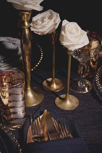 Mixed Metals - Wedding Table Decor - via pinterest.com