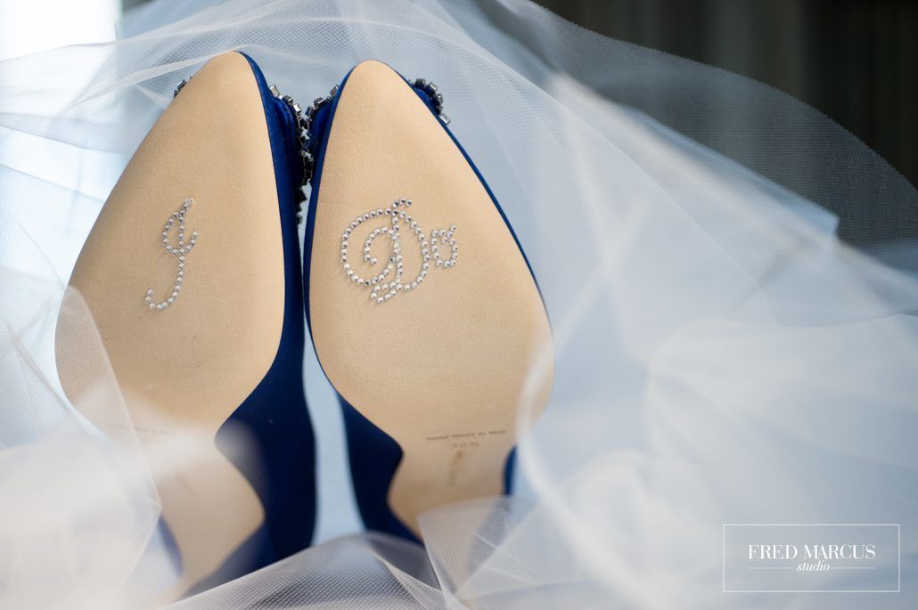 Marianna & Peter Wedding - Manolo Blahnik Blue Satin Shoes - I do - Fred Marcus Studio