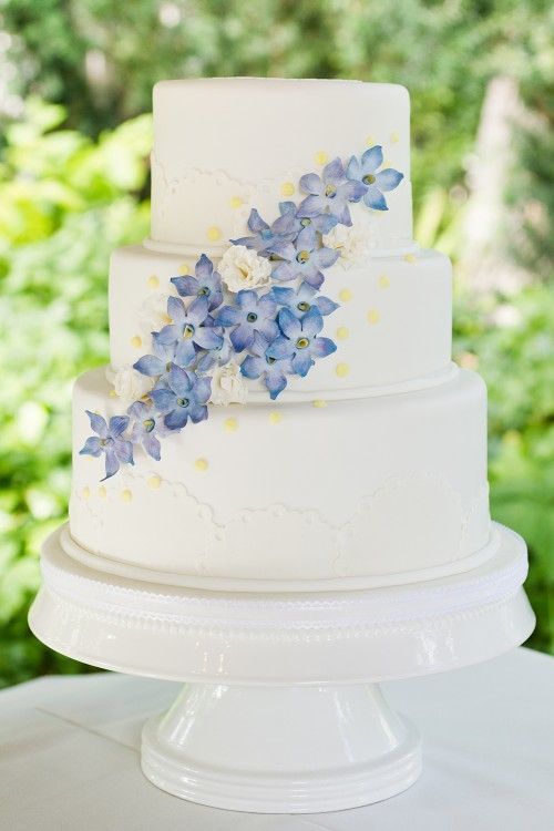 Wedding Cake with Delphiniums - via pinterest.com