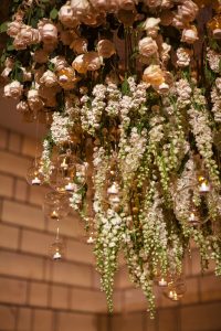 Ina & Kevin Wedding - Hanging Rose and Delphinium Chandelier - The Park Hyatt NYC - Christian Oth Studio