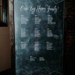 Ashley & Tiffany Wedding - Chalkboard Seating Chart Display - Green Building Brooklyn - Amber Gress Photography