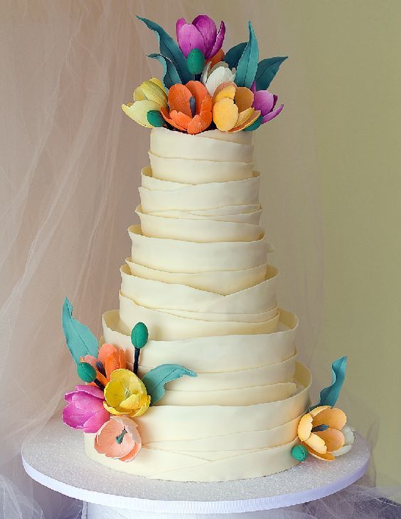 colorful tulip wedding cake - via occakestudio.com