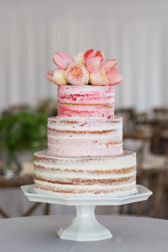 Rustic tulip wedding cake - via borrowedandblue.com