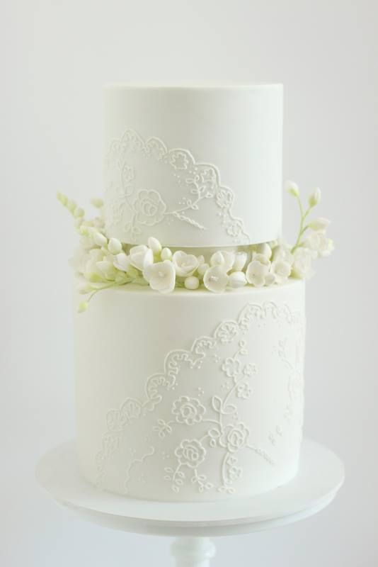 White Freesia Wedding Cake - via hellonaomi.com.au
