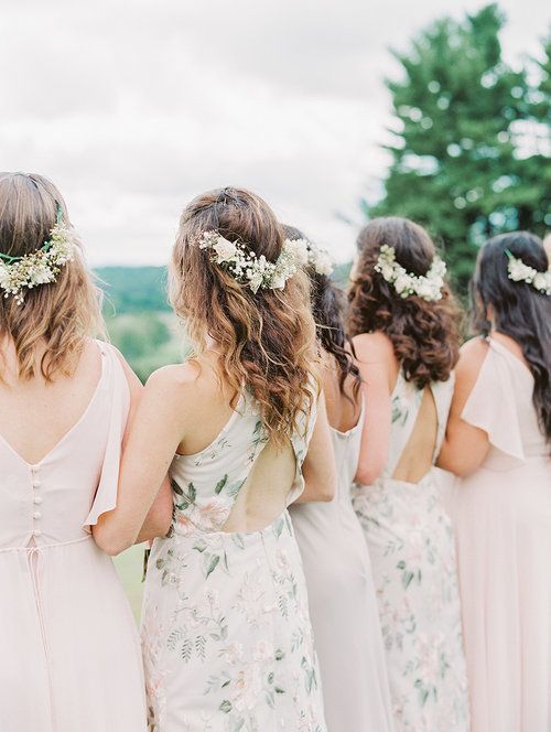 Kate & Chase Wedding - Bridesmaids Floral Crown - Mansion at Natirar - by Sally Pinera