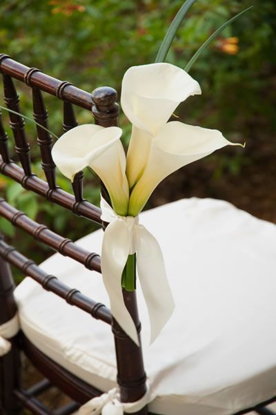 White Calla Lily Chair Arrangement - via pinterest.com